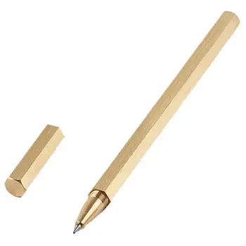 Шариковая ручка с шестигранной головкой для письма гелевыми чернилами 0,5 мм со средним заострением Латунный корпус для студентов, преподавателей, менеджеров, юристов, профессоров D5QC