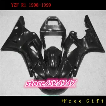 Эй-комплект пластиковых обтекателей мотоцикла для 1998 1999 YZFR1 98 99 YZF R1 полностью черный дорожный/гоночный комплект обтекателей кузова Yamaha