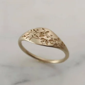 Элегантное женское модное Золотое кольцо с цветком ручной работы, красивое свадебное кольцо принцессы невесты, обручальное кольцо для женщин, ювелирные изделия