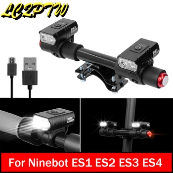 Электрический Скутер Light USB LED Перезаряжаемая Фара Непромокаемая Передняя Лампа для Ninebot ES1 ES2 ES3 ES4 Предупреждающий Фонарик
