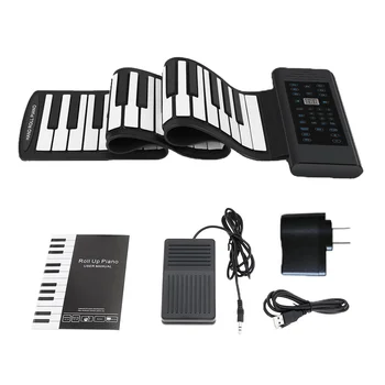 Электронное пианино с 88 клавишами, MIDI USB зарядка, портативная гибкая клавиатура из мягкого силикона ABS, цифровая с рупором и педалью сустейна